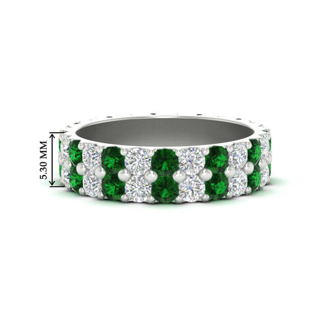 2-row-diamond-eternity-ring-2.50-carat-with-emerald-in-white-gold-FD11378BGEMGR-2.50CT-NL-WG