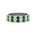 Load image into Gallery viewer, 2-row-diamond-eternity-ring-2.50-carat-with-emerald-in-white-gold-FD11378BGEMGR-2.50CT-NL-WG
