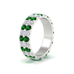 Load image into Gallery viewer, 2-row-diamond-eternity-ring-2.50-carat-with-emerald-in-white-gold-FD11378BGEMGR-2.50CT-NL-WG
