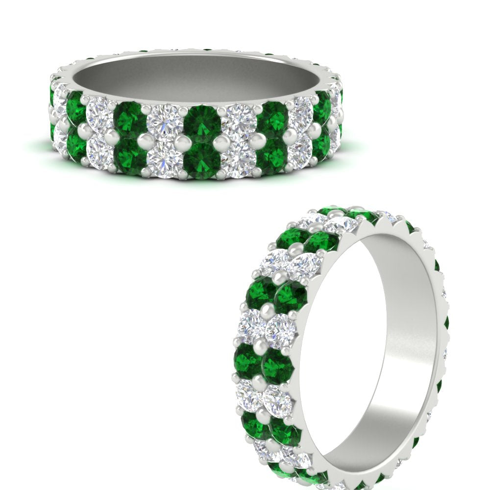 2-row-diamond-eternity-ring-2.50-carat-with-emerald-in-white-gold-FD11378BGEMGR-2.50CT-NL-WG