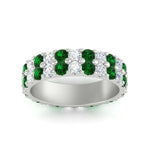 Load image into Gallery viewer, 2-row-diamond-eternity-ring-2.50-carat-with-emerald-in-white-gold-FD11378BGEMGR-2.50CT-NL-WG
