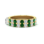 Load image into Gallery viewer, 2-row-diamond-eternity-ring-2.50-carat-with-emerald-in-yellow-gold-FD11378BGEMGR-2.50CT-NL-YG
