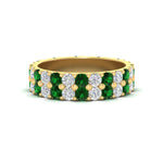 Load image into Gallery viewer, 2-row-diamond-eternity-ring-2.50-carat-with-emerald-in-yellow-gold-FD11378BGEMGR-2.50CT-NL-YG
