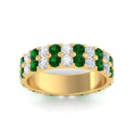 Load image into Gallery viewer, 2-row-diamond-eternity-ring-2.50-carat-with-emerald-in-yellow-gold-FD11378BGEMGR-2.50CT-NL-YG
