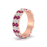 Load image into Gallery viewer, 2-row-diamond-eternity-ring-2.50-carat-with-pink-sapphire-in-rose-gold-FD11378BGSADRPI-2.50CT-NL-RG
