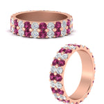 Load image into Gallery viewer, 2-row-diamond-eternity-ring-2.50-carat-with-pink-sapphire-in-rose-gold-FD11378BGSADRPI-2.50CT-NL-RG
