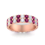 Load image into Gallery viewer, 2-row-diamond-eternity-ring-2.50-carat-with-pink-sapphire-in-rose-gold-FD11378BGSADRPI-2.50CT-NL-RG

