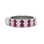 Load image into Gallery viewer, 2-row-diamond-eternity-ring-2.50-carat-with-pink-sapphire-in-white-gold-FD11378BGSADRPI-2.50CT-NL-WG
