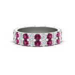 Load image into Gallery viewer, 2-row-diamond-eternity-ring-2.50-carat-with-pink-sapphire-in-white-gold-FD11378BGSADRPI-2.50CT-NL-WG
