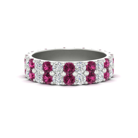 2-row-diamond-eternity-ring-2.50-carat-with-pink-sapphire-in-white-gold-FD11378BGSADRPI-2.50CT-NL-WG