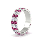 Load image into Gallery viewer, 2-row-diamond-eternity-ring-2.50-carat-with-pink-sapphire-in-white-gold-FD11378BGSADRPI-2.50CT-NL-WG
