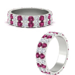 Load image into Gallery viewer, 2-row-diamond-eternity-ring-2.50-carat-with-pink-sapphire-in-white-gold-FD11378BGSADRPI-2.50CT-NL-WG
