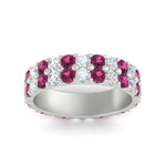 Load image into Gallery viewer, 2-row-diamond-eternity-ring-2.50-carat-with-pink-sapphire-in-white-gold-FD11378BGSADRPI-2.50CT-NL-WG
