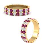 Load image into Gallery viewer, 2-row-diamond-eternity-ring-2.50-carat-with-pink-sapphire-in-yellow-gold-FD11378BGSADRPI-2.50CT-NL-YG
