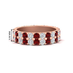 Load image into Gallery viewer, 2-row-diamond-eternity-ring-2.50-carat-with-ruby-in-rose-gold-FD11378BGRUDR-2.50CT-NL-RG
