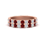 Load image into Gallery viewer, 2-row-diamond-eternity-ring-2.50-carat-with-ruby-in-rose-gold-FD11378BGRUDR-2.50CT-NL-RG
