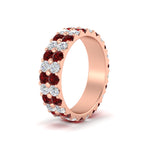 Load image into Gallery viewer, 2-row-diamond-eternity-ring-2.50-carat-with-ruby-in-rose-gold-FD11378BGRUDR-2.50CT-NL-RG
