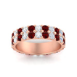 Load image into Gallery viewer, 2-row-diamond-eternity-ring-2.50-carat-with-ruby-in-rose-gold-FD11378BGRUDR-2.50CT-NL-RG
