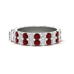 Load image into Gallery viewer, 2-row-diamond-eternity-ring-2.50-carat-with-ruby-in-white-gold-FD11378BGRUDR-2.50CT-NL-WG
