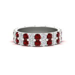 Load image into Gallery viewer, 2-row-diamond-eternity-ring-2.50-carat-with-ruby-in-white-gold-FD11378BGRUDR-2.50CT-NL-WG
