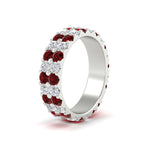 Load image into Gallery viewer, 2-row-diamond-eternity-ring-2.50-carat-with-ruby-in-white-gold-FD11378BGRUDR-2.50CT-NL-WG
