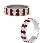 Load image into Gallery viewer, 2-row-diamond-eternity-ring-2.50-carat-with-ruby-in-white-gold-FD11378BGRUDR-2.50CT-NL-WG
