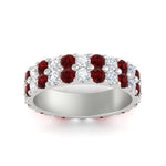 Load image into Gallery viewer, 2-row-diamond-eternity-ring-2.50-carat-with-ruby-in-white-gold-FD11378BGRUDR-2.50CT-NL-WG
