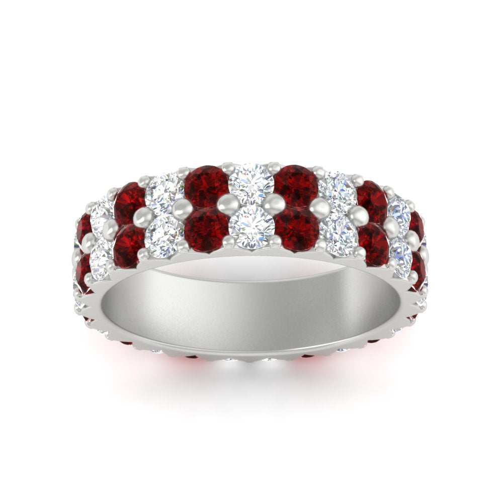 2-row-diamond-eternity-ring-2.50-carat-with-ruby-in-white-gold-FD11378BGRUDR-2.50CT-NL-WG