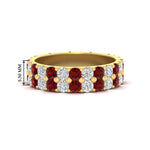 Load image into Gallery viewer, 2-row-diamond-eternity-ring-2.50-carat-with-ruby-in-yellow-gold-FD11378BGRUDR-2.50CT-NL-YG
