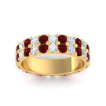 Load image into Gallery viewer, 2-row-diamond-eternity-ring-2.50-carat-with-ruby-in-yellow-gold-FD11378BGRUDR-2.50CT-NL-YG
