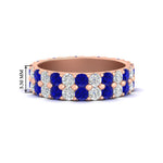Load image into Gallery viewer, 2-row-diamond-eternity-ring-2.50-carat-with-sapphire-in-rose-gold-FD11378BGSABL-2.50CT-NL-RG
