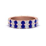 Load image into Gallery viewer, 2-row-diamond-eternity-ring-2.50-carat-with-sapphire-in-rose-gold-FD11378BGSABL-2.50CT-NL-RG

