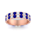Load image into Gallery viewer, 2-row-diamond-eternity-ring-2.50-carat-with-sapphire-in-rose-gold-FD11378BGSABL-2.50CT-NL-RG
