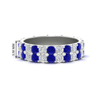 Load image into Gallery viewer, 2-row-diamond-eternity-ring-2.50-carat-with-sapphire-in-white-gold-FD11378BGSABL-2.50CT-NL-WG
