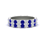 Load image into Gallery viewer, 2-row-diamond-eternity-ring-2.50-carat-with-sapphire-in-white-gold-FD11378BGSABL-2.50CT-NL-WG
