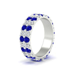 Load image into Gallery viewer, 2-row-diamond-eternity-ring-2.50-carat-with-sapphire-in-white-gold-FD11378BGSABL-2.50CT-NL-WG

