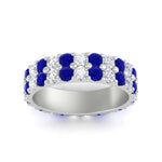 Load image into Gallery viewer, 2-row-diamond-eternity-ring-2.50-carat-with-sapphire-in-white-gold-FD11378BGSABL-2.50CT-NL-WG
