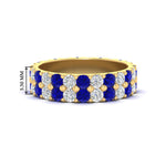 Load image into Gallery viewer, 2-row-diamond-eternity-ring-2.50-carat-with-sapphire-in-yellow-gold-FD11378BGSABL-2.50CT-NL-YG
