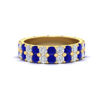 Load image into Gallery viewer, 2-row-diamond-eternity-ring-2.50-carat-with-sapphire-in-yellow-gold-FD11378BGSABL-2.50CT-NL-YG
