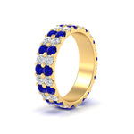 Load image into Gallery viewer, 2-row-diamond-eternity-ring-2.50-carat-with-sapphire-in-yellow-gold-FD11378BGSABL-2.50CT-NL-YG
