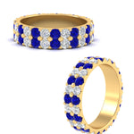 Load image into Gallery viewer, 2-row-diamond-eternity-ring-2.50-carat-with-sapphire-in-yellow-gold-FD11378BGSABL-2.50CT-NL-YG
