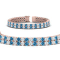 Thumbnail 14 - 2-row-round-tennis-diamond-bracelet-with-blue-topaz-in-rose-gold-FDBRC9701GICBLTOANGLE1-NL-RG