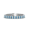 Load image into Gallery viewer, 2-row-round-tennis-diamond-bracelet-with-blue-topaz-in-white-gold-FDBRC9701GICBLTO-NL-WG