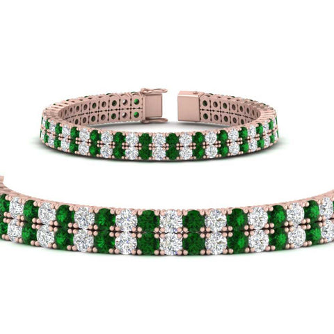 2-row-round-tennis-diamond-bracelet-with-emerald-in-rose-gold-FDBRC9701GEMGRANGLE1-NL-RG