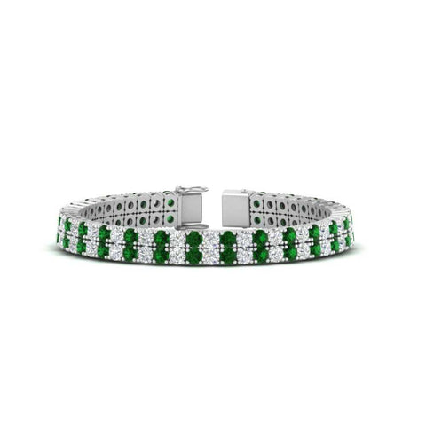 2-row-round-tennis-diamond-bracelet-with-emerald-in-white-gold-FDBRC9701GEMGR-NL-WG