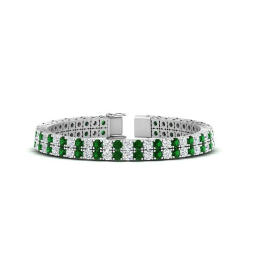 2-row-round-tennis-diamond-bracelet-with-emerald-in-white-gold-FDBRC9701GEMGR-NL-WG