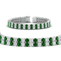 Thumbnail 28 - 2-row-round-tennis-diamond-bracelet-with-emerald-in-white-gold-FDBRC9701GEMGRANGLE1-NL-WG