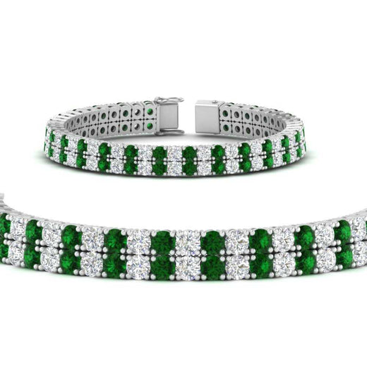 2-row-round-tennis-diamond-bracelet-with-emerald-in-white-gold-FDBRC9701GEMGRANGLE1-NL-WG
