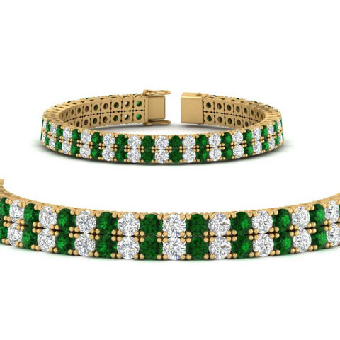 2-row-round-tennis-diamond-bracelet-with-emerald-in-yellow-gold-FDBRC9701GEMGRANGLE1-NL-YG