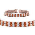 Thumbnail 8 - 2-row-round-tennis-diamond-bracelet-with-orange-sapphire-in-rose-gold-FDBRC9701GSAORANGLE1-NL-RG